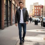 Elegant Moto Bomber Men's Leather Jacket