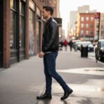 Elegant Moto Bomber Men's Leather Jacket