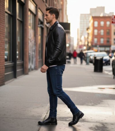 Elegant Moto Bomber Men's Leather Jacket