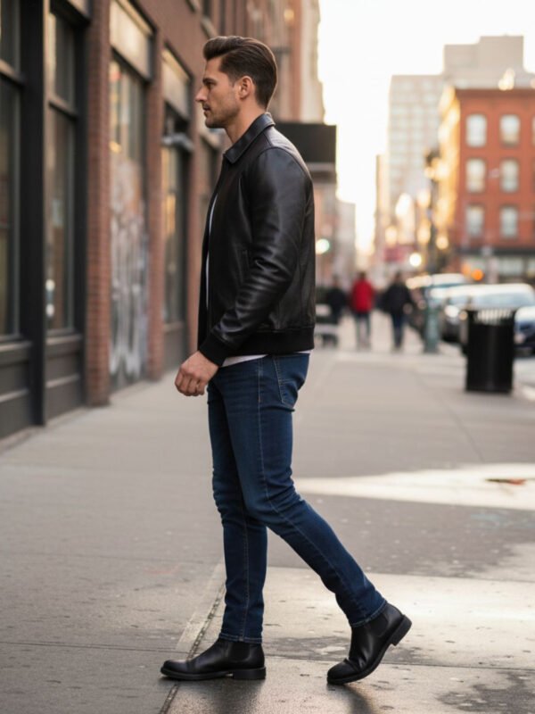 Elegant Moto Bomber Men's Leather Jacket
