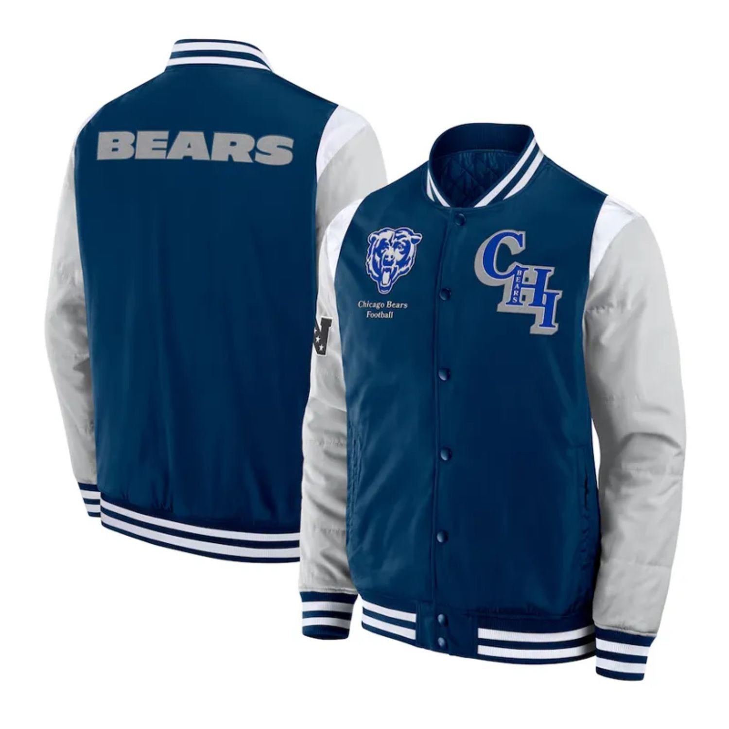 Elements Elite Chicago Bears Navy Satin Jacket Elements Elite Chicago Bears Navy Satin Jacket