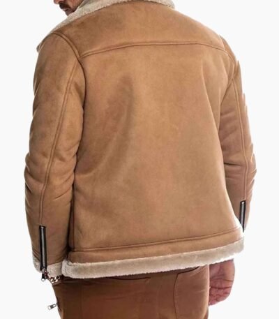 Faux Shearling Real Suede Stylish Leather Jacket For Mens