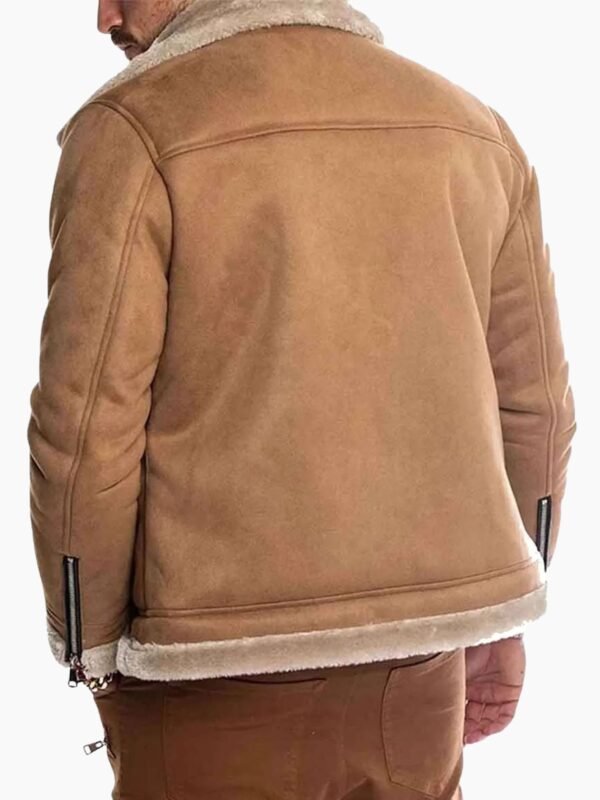 Faux Shearling Real Suede Stylish Leather Jacket For Mens