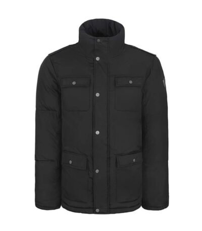 Faux shearling Detachable Hood Classic Style Men's Winter Jacket Black