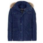 Faux shearling Detachable Hood Classic Style Men's Winter Jacket Blue