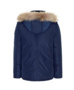 Faux shearling Detachable Hood Classic Style Men's Winter Jacket Blue