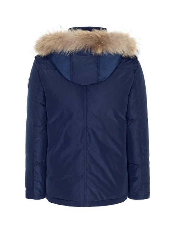 Faux shearling Detachable Hood Classic Style Men's Winter Jacket Blue