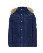 Faux shearling Detachable Hood Classic Style Men's Winter Jacket Blue
