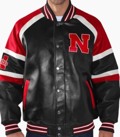 G-III Sports Nebraska Huskers Defense Leather Varsity Jacket