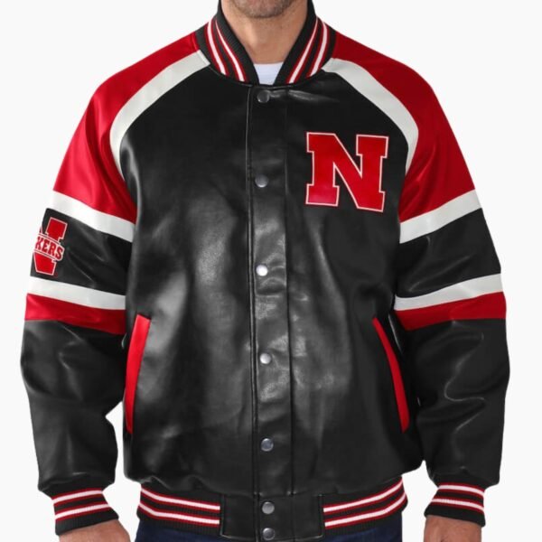 G-III Sports Nebraska Huskers Defense Leather Varsity Jacket