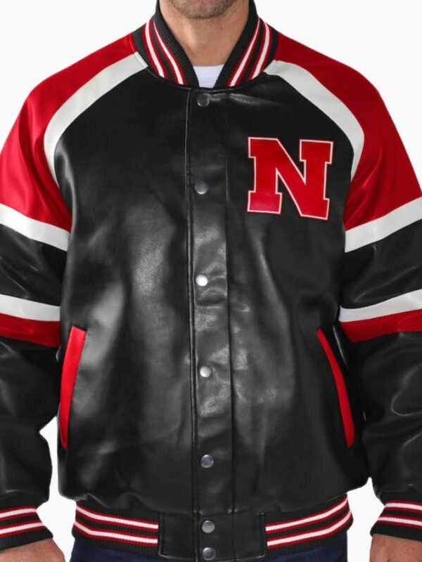 G-III Sports Nebraska Huskers Defense Leather Varsity Jacket