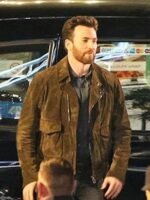 Ghosted 2023 Chris Evans Suede Leather Jacket