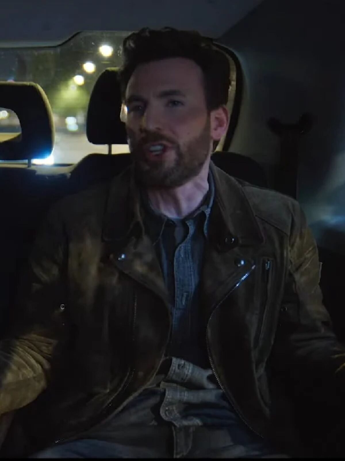 Ghosted 2023 Chris Evans Suede Leather Jacket