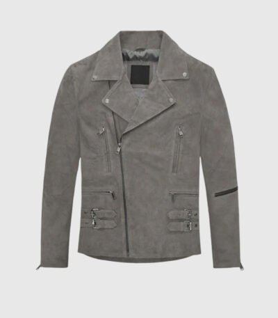 Gray Suede Leather Jacket