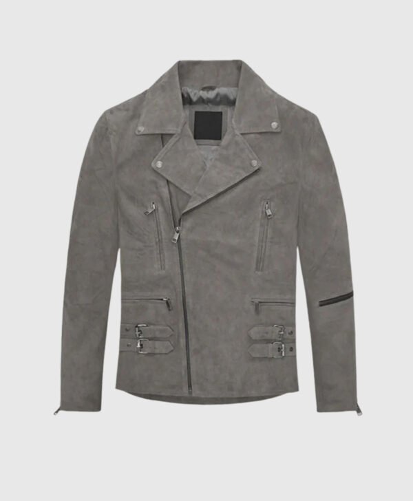 Gray Suede Leather Jacket