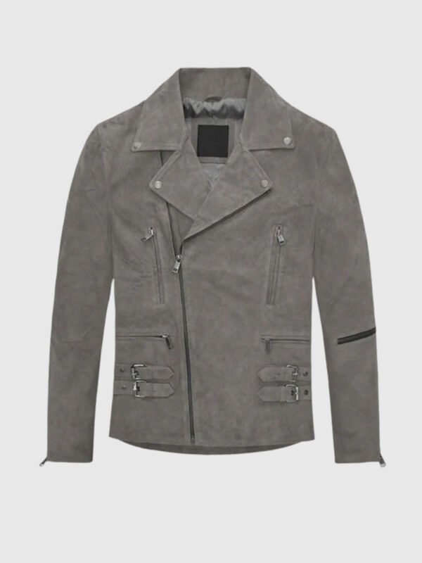 Gray Suede Leather Jacket