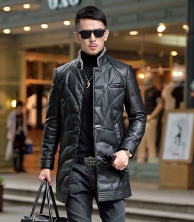 Haining Men's Down Leather Coat