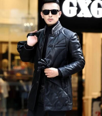 Haining Men's Down Leather Coat