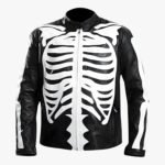Halloween Special Spooky Skeleton Bones Cosplay Black Leather Jacket