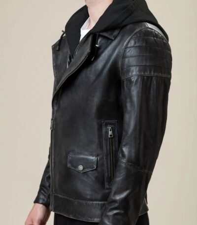 Hoodie Bomber Fit Decant Leather Jacket