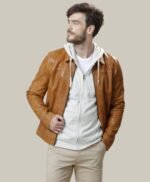 Impressive Camel Stylish Leather Jacket