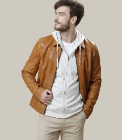 Impressive Camel Stylish Leather Jacket