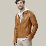 Impressive Camel Stylish Leather Jacket