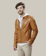 Impressive Camel Stylish Leather Jacket