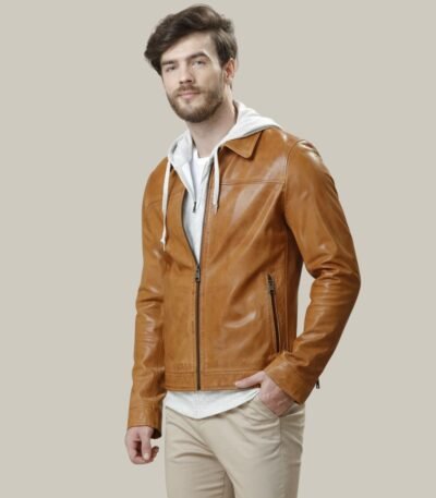 Impressive Camel Stylish Leather Jacket