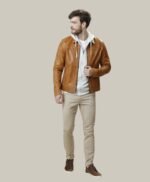 Impressive Camel Stylish Leather Jacket