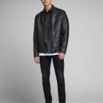 Impressive Shiny Black Shoulder Padding Stylish Jacket