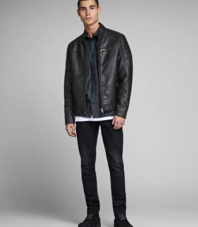 Impressive Shiny Black Shoulder Padding Stylish Jacket