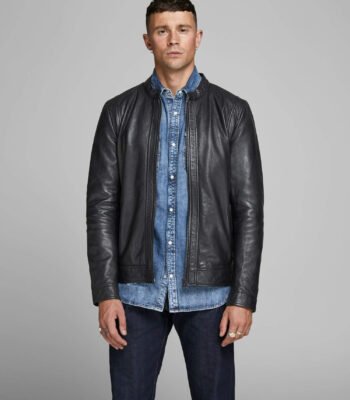 Incredible Plain Round Neck Black Decant Jacket For Men