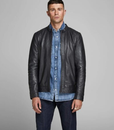 Incredible Plain Round Neck Black Decant Jacket For Men