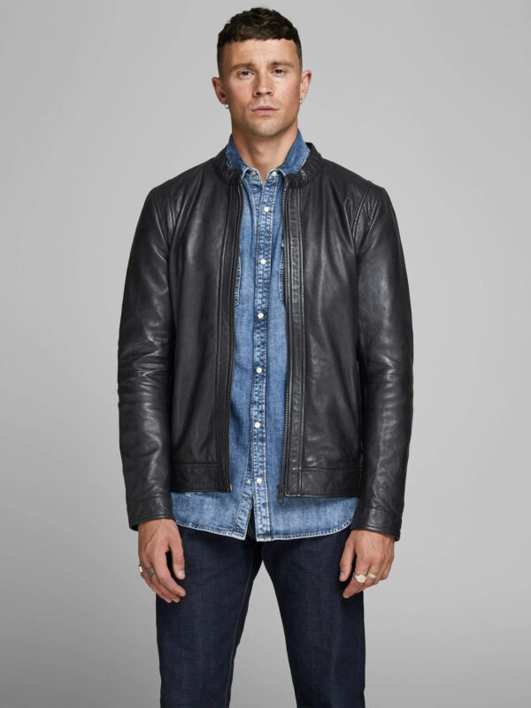 Incredible Plain Round Neck Black Decant Jacket For Men