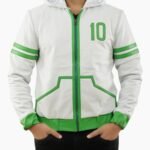 Inspired Ben 10 Omniverse Green and White Hooded Leather Jacket