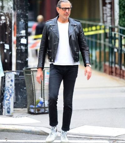 Jeff Goldblum Style Leather Jacket For Mens