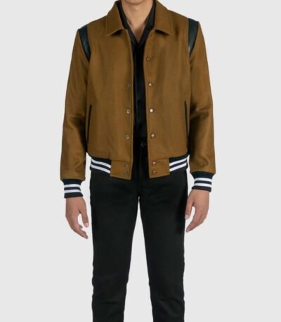 Jet Brown and Black Varsity Jacket