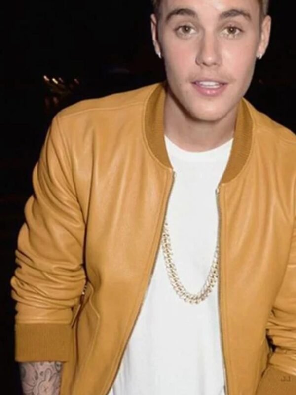 Justin Bieber Bomber Leather Jacket For Men