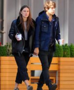 Keira Knightley Black Genuine Shearling Real Leather Jacket