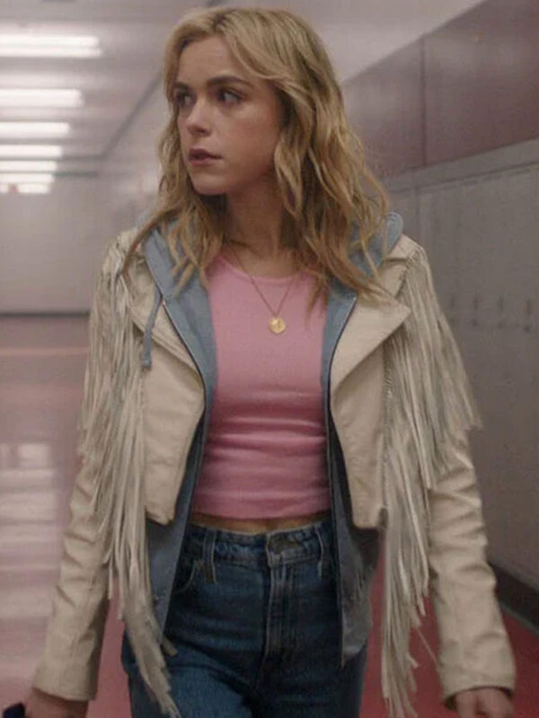 Keirnan Shipka Totally Killer White Leather Jacket