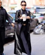 Kendall Jenner Long Leather Coat