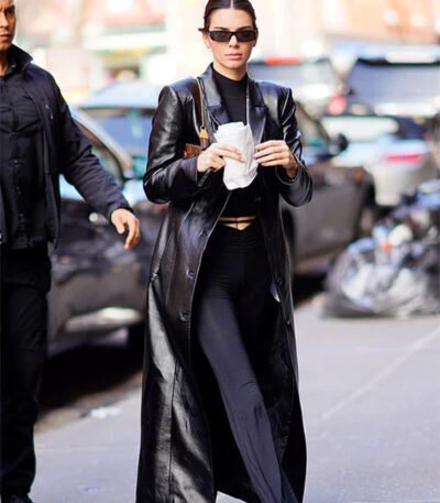 Kendall Jenner Long Leather Coat