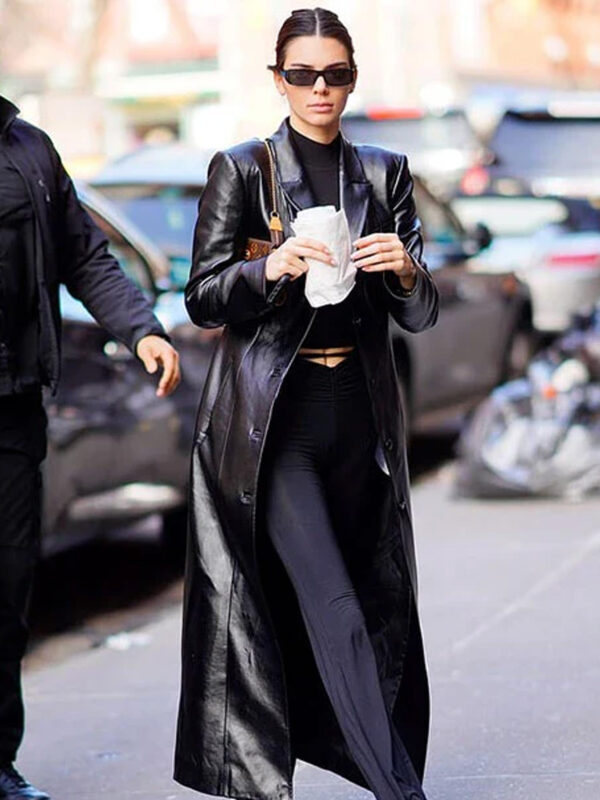 Kendall Jenner Long Leather Coat