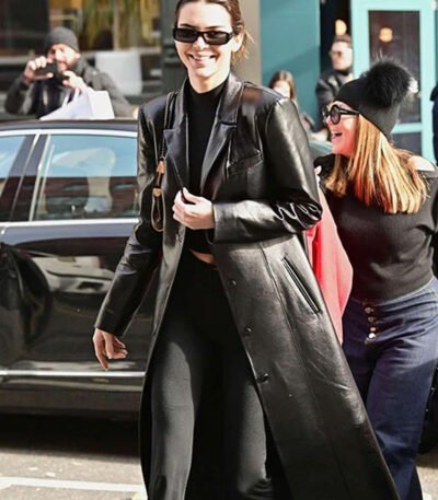 Kendall Jenner Long Leather Coat