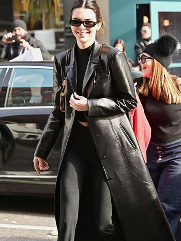 Kendall Jenner Long Leather Coat