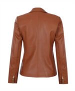 Kinley Women Cognac Leather Blazer Jacket