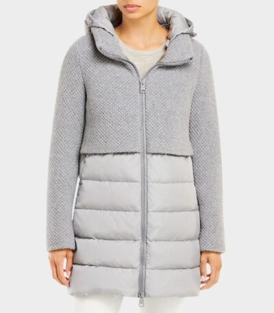 Knit Overlay Puffer Coat