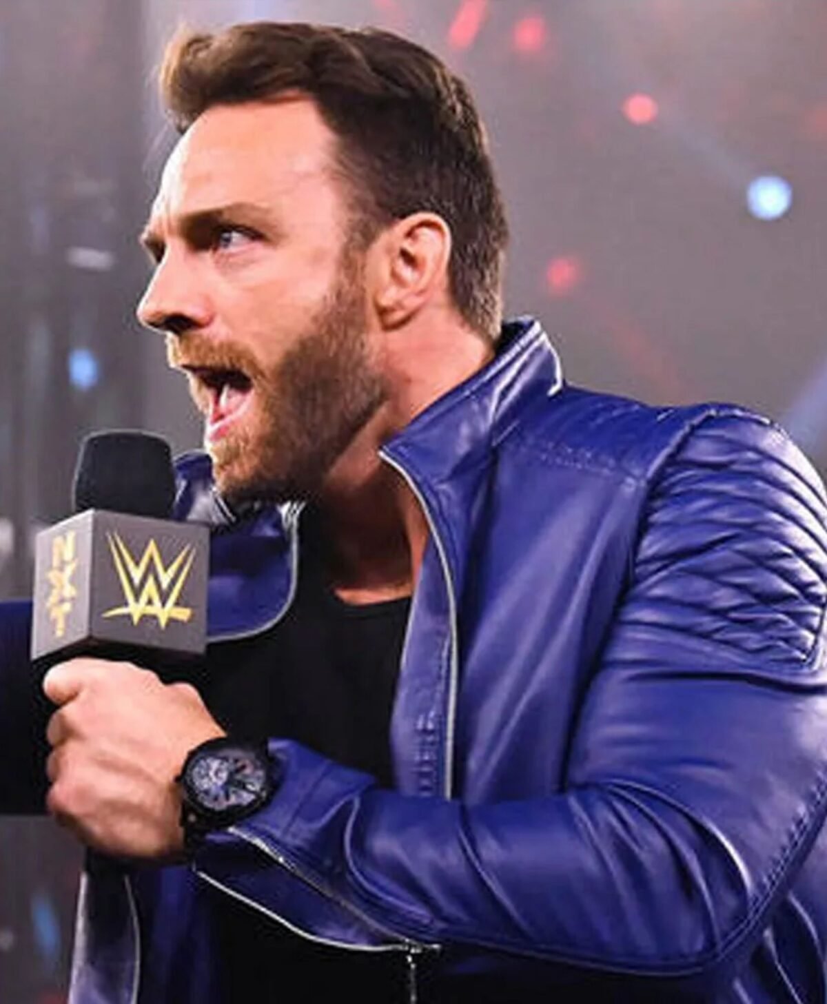 LA Knight Red Jacket On NXT Leather Jacket