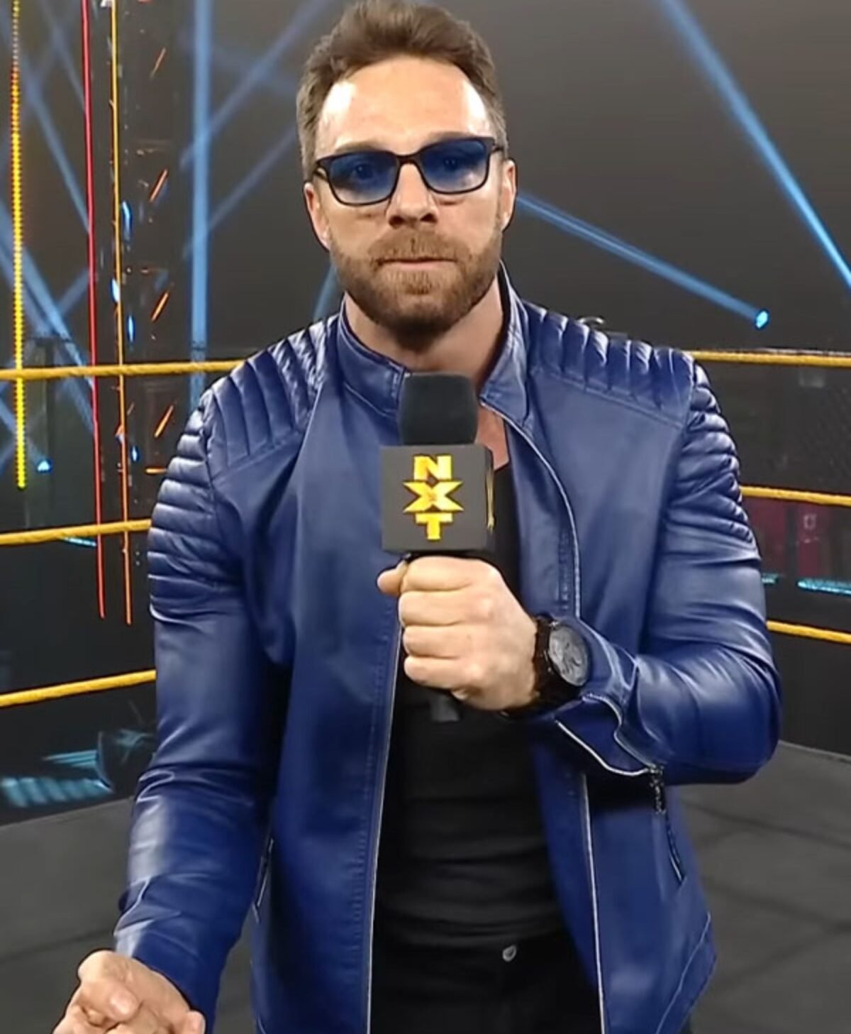 LA Knight Red Jacket On NXT Leather Jacket